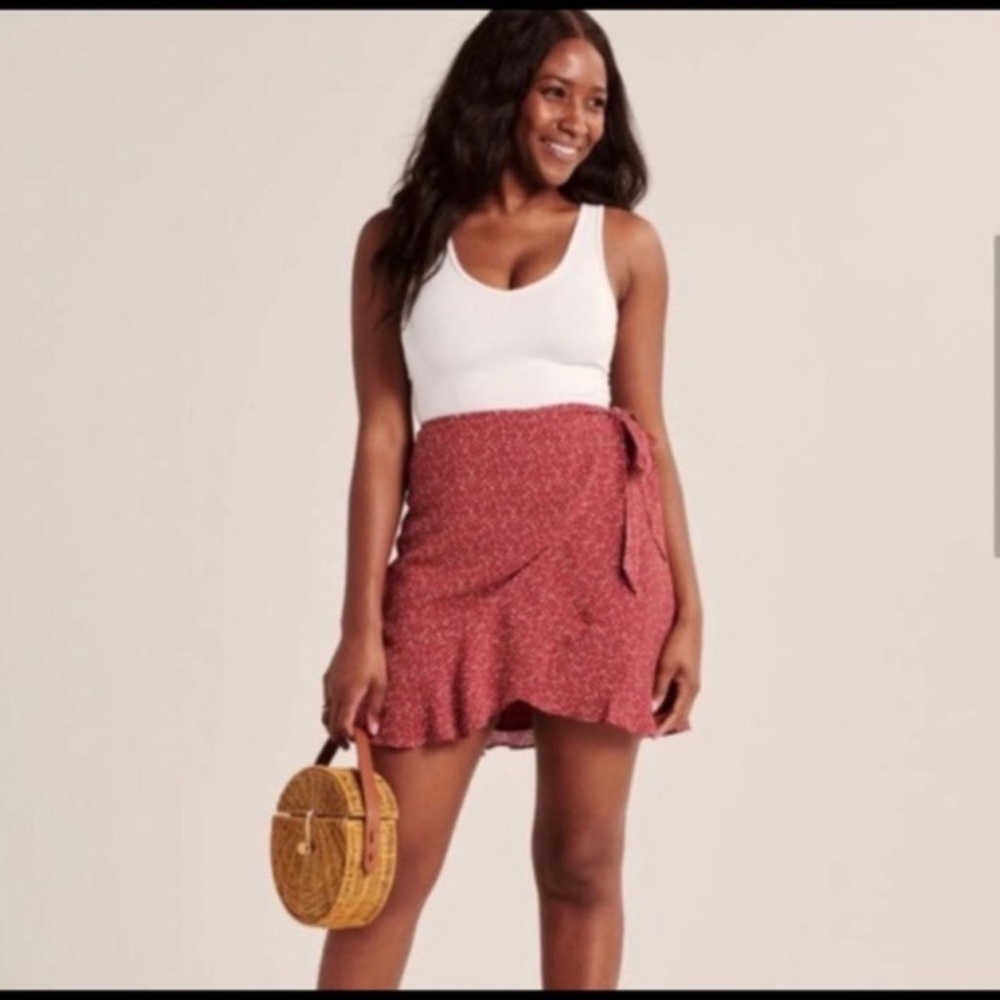 Abercrombie Red Wrap Mini Skirt